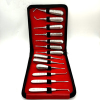 13 szt. Zestaw windy dentystycznej wykonany w pakistanie ekstrakcja zębów kleszcze do ekstrakcji zęba stal nierdzewna zakrzywiona winda korzeniowa 2